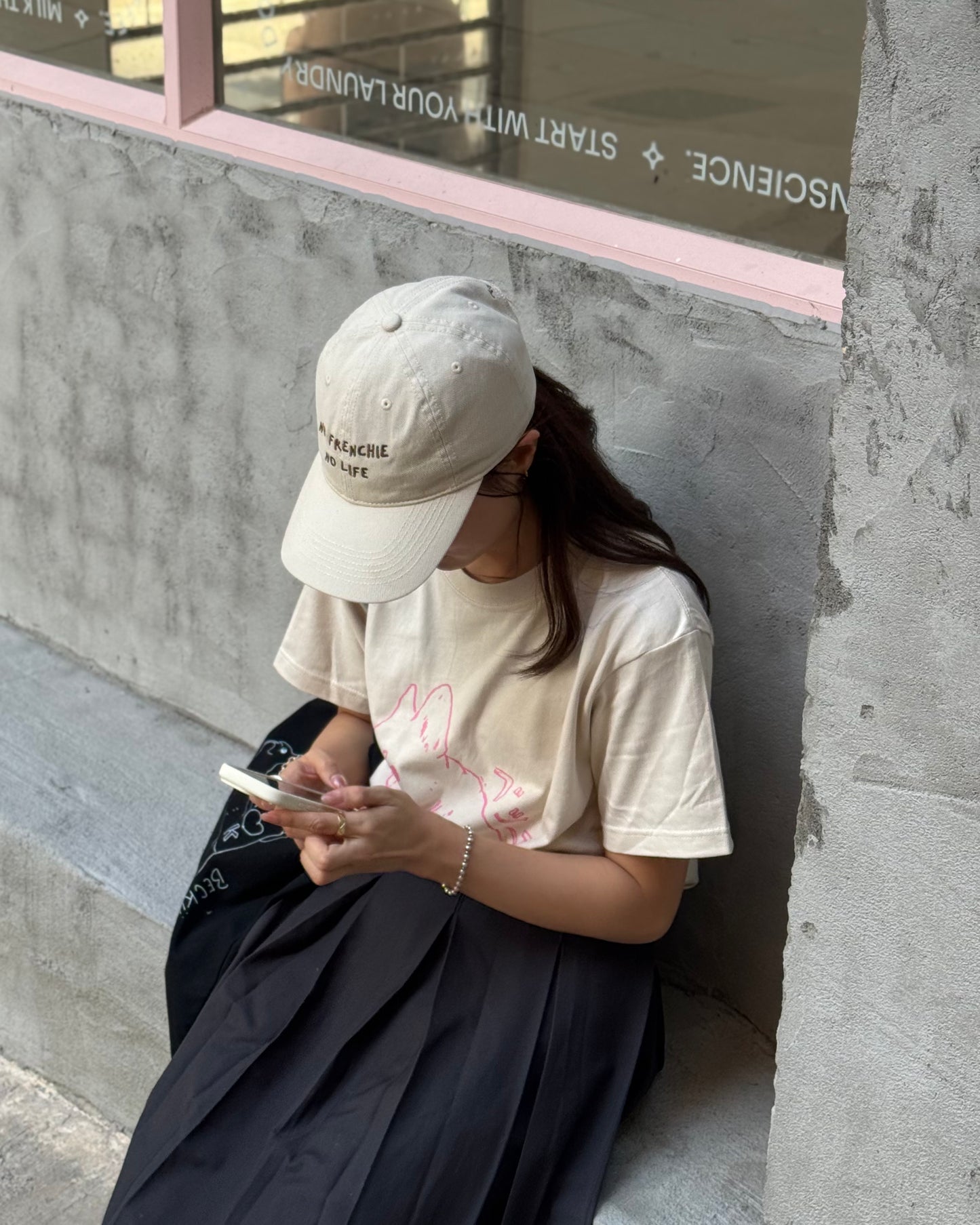 Becku No Frenchie No Life Baseball Cap (Ivory)