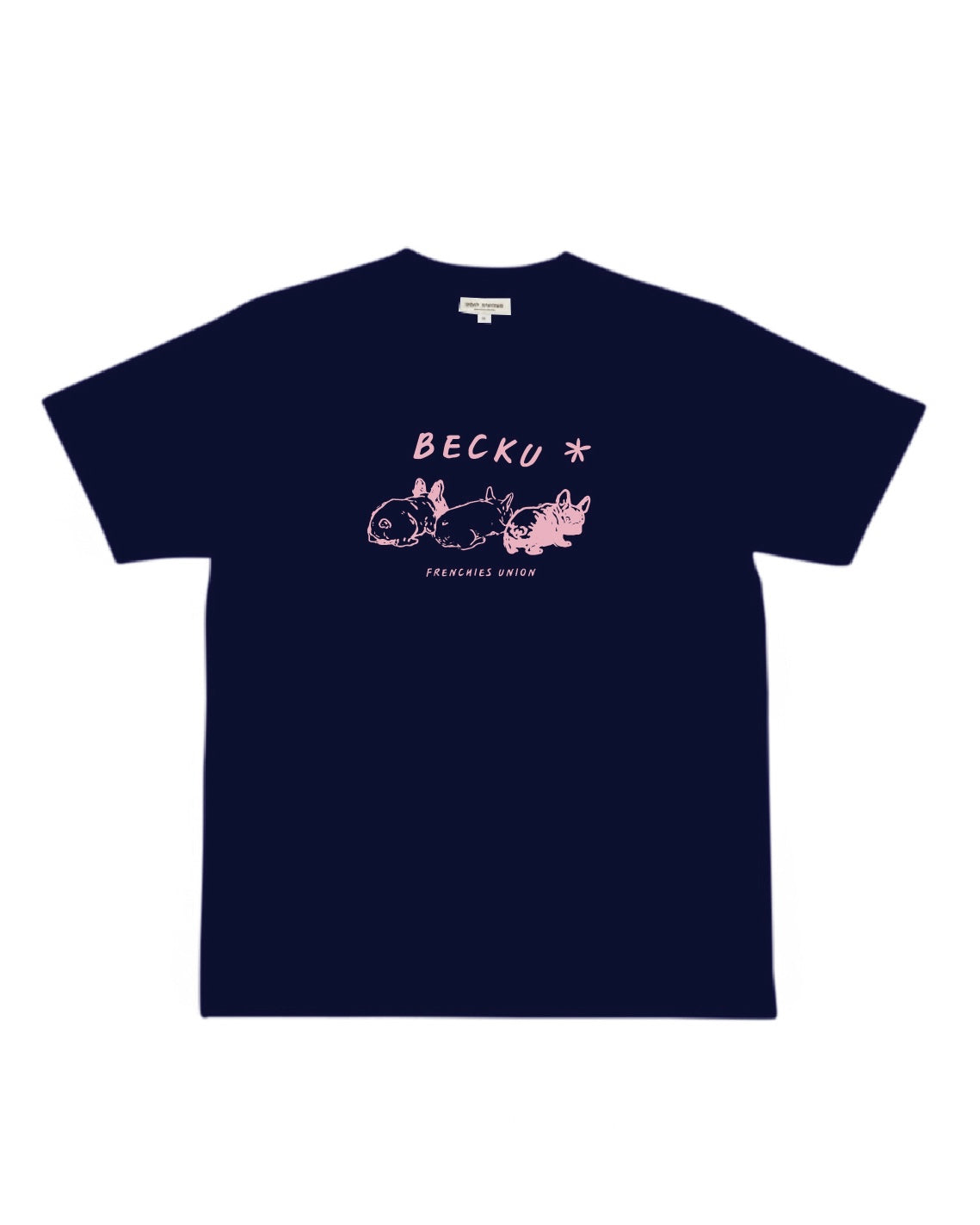Becku Three Frenchies Loop wheel T-shirt (Navy)