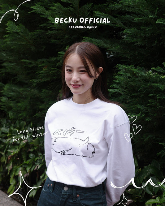 Sleepy ku Long Sleeve T-shirt (White)